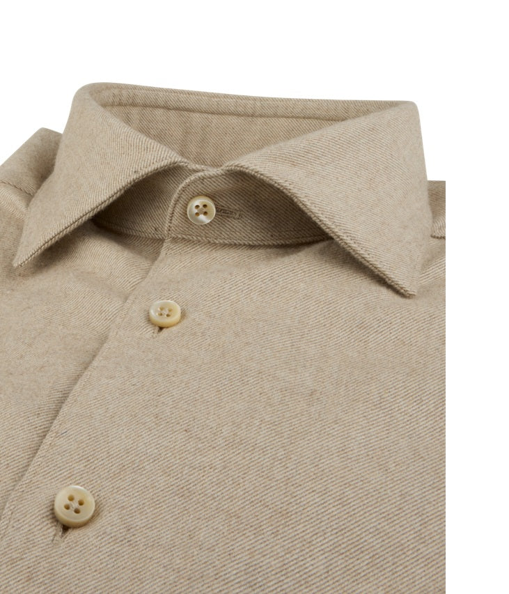 STENSTROMS - SLIMLINE Beige Flannel Shirt 7127119035230