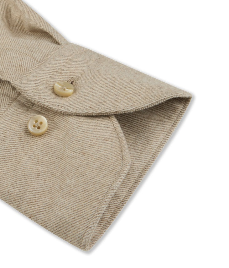 STENSTROMS - SLIMLINE Beige Flannel Shirt 7127119035230