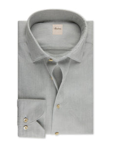 STENSTROMS - SLIMLINE Light Grey Flannel Shirt 7127119035310