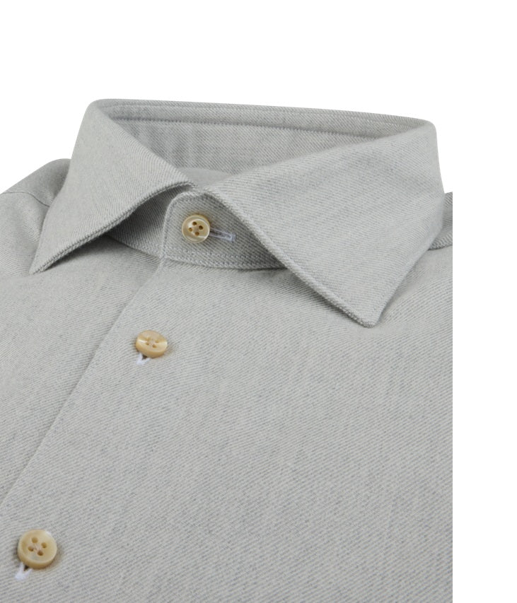 STENSTROMS - SLIMLINE Light Grey Flannel Shirt 7127119035310