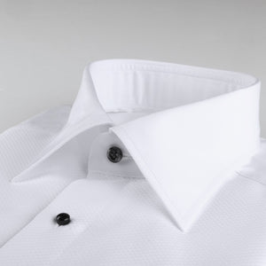 STENSTROMS - White SLIMLINE Textured Fabric Double Cuff Tuxedo Shirt 7365611001000