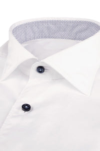 STENSTROMS - SLIMLINE Casual White Contrast Twill Shirt 7742210537000