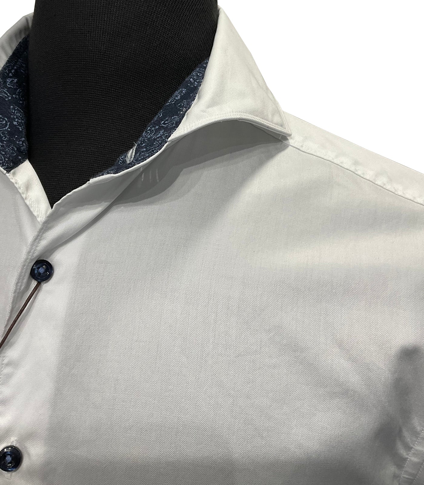 STENSTROMS - SLIMLINE White Contrast Twill Shirt 7742210639000