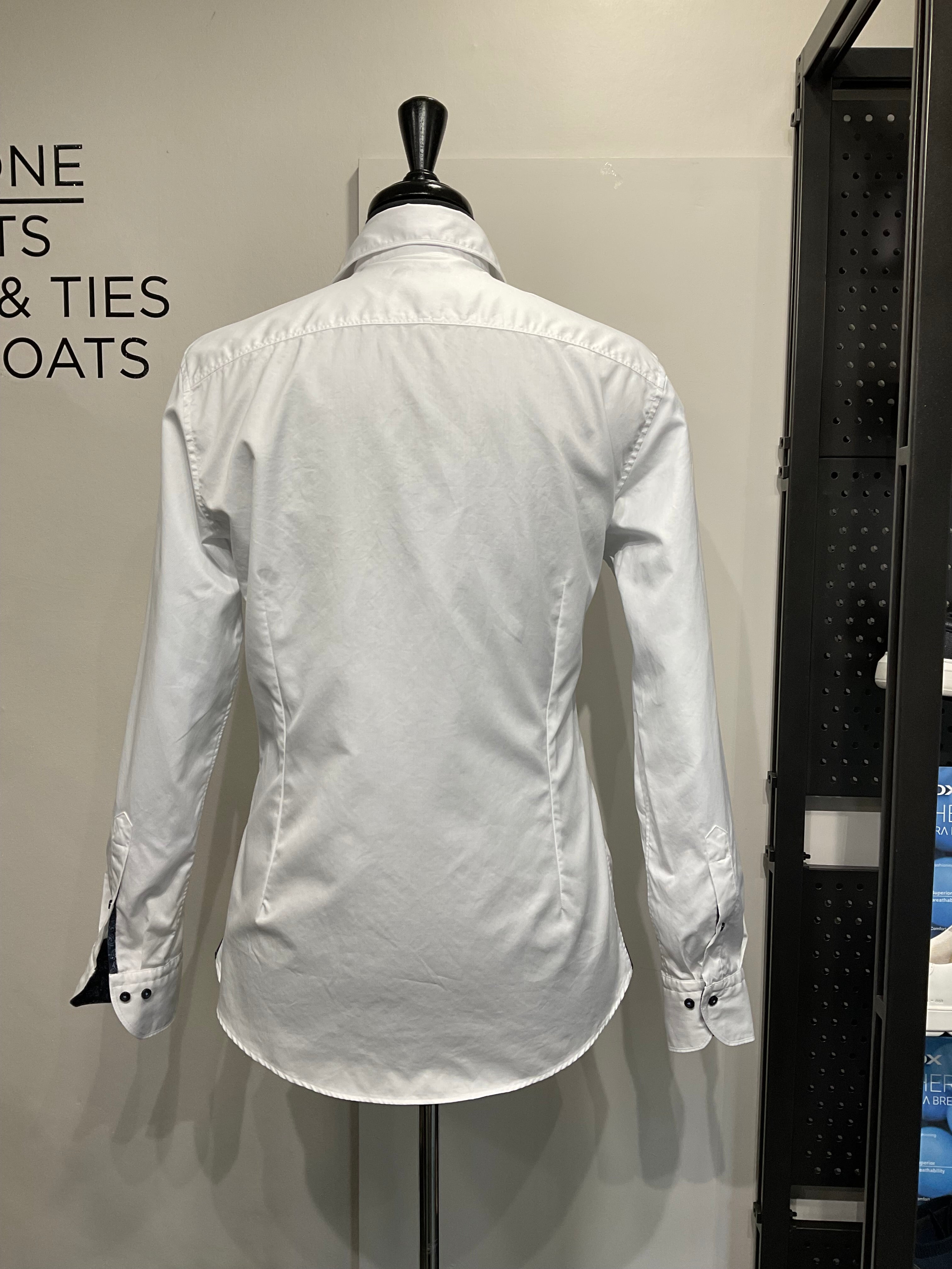 STENSTROMS - SLIMLINE White Contrast Twill Shirt 7742210639000