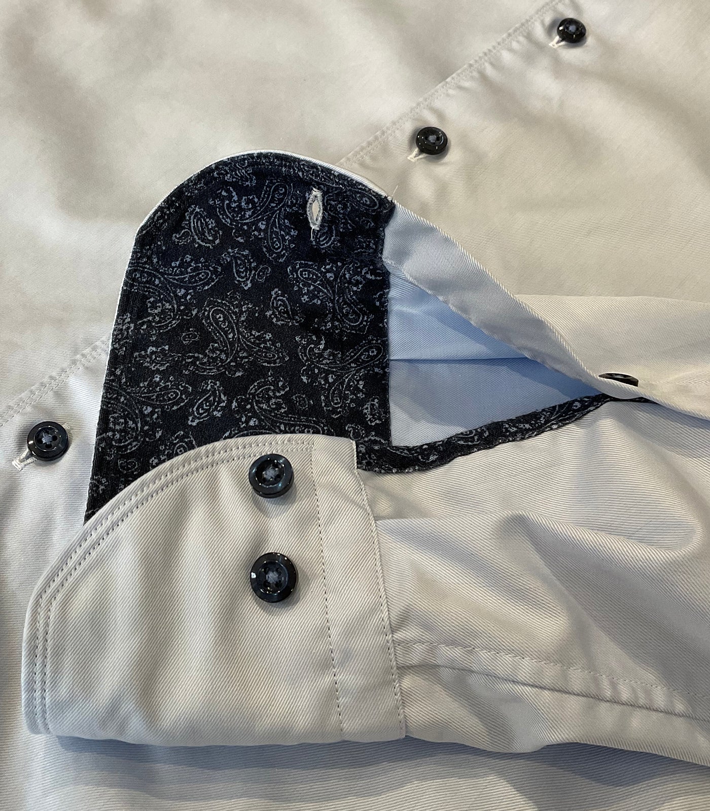 STENSTROMS - SLIMLINE Sky Blue Contrast Twill Shirt 7742210639100