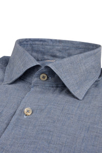 STENSTROMS - SLIMLINE Indigo Blue Linen Shirt 7747217970800
