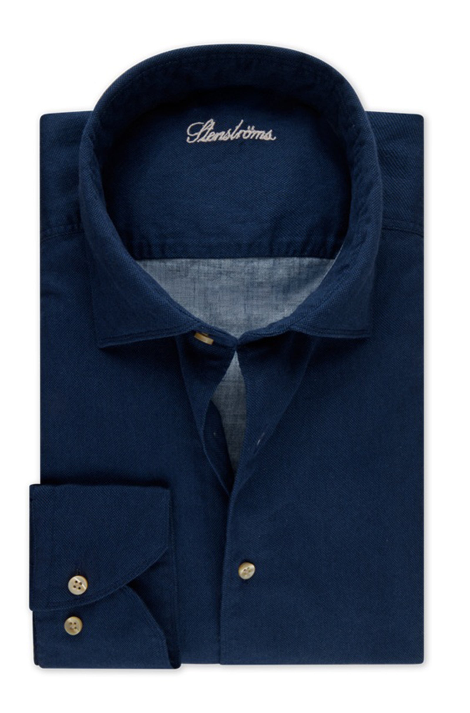 STENSTROMS - SLIMLINE Navy Oxford Shirt 7747218280190