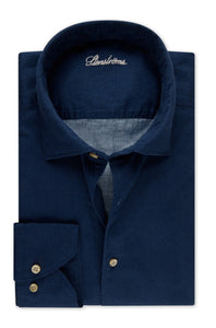 STENSTROMS - SLIMLINE Navy Oxford Shirt 7747218280190