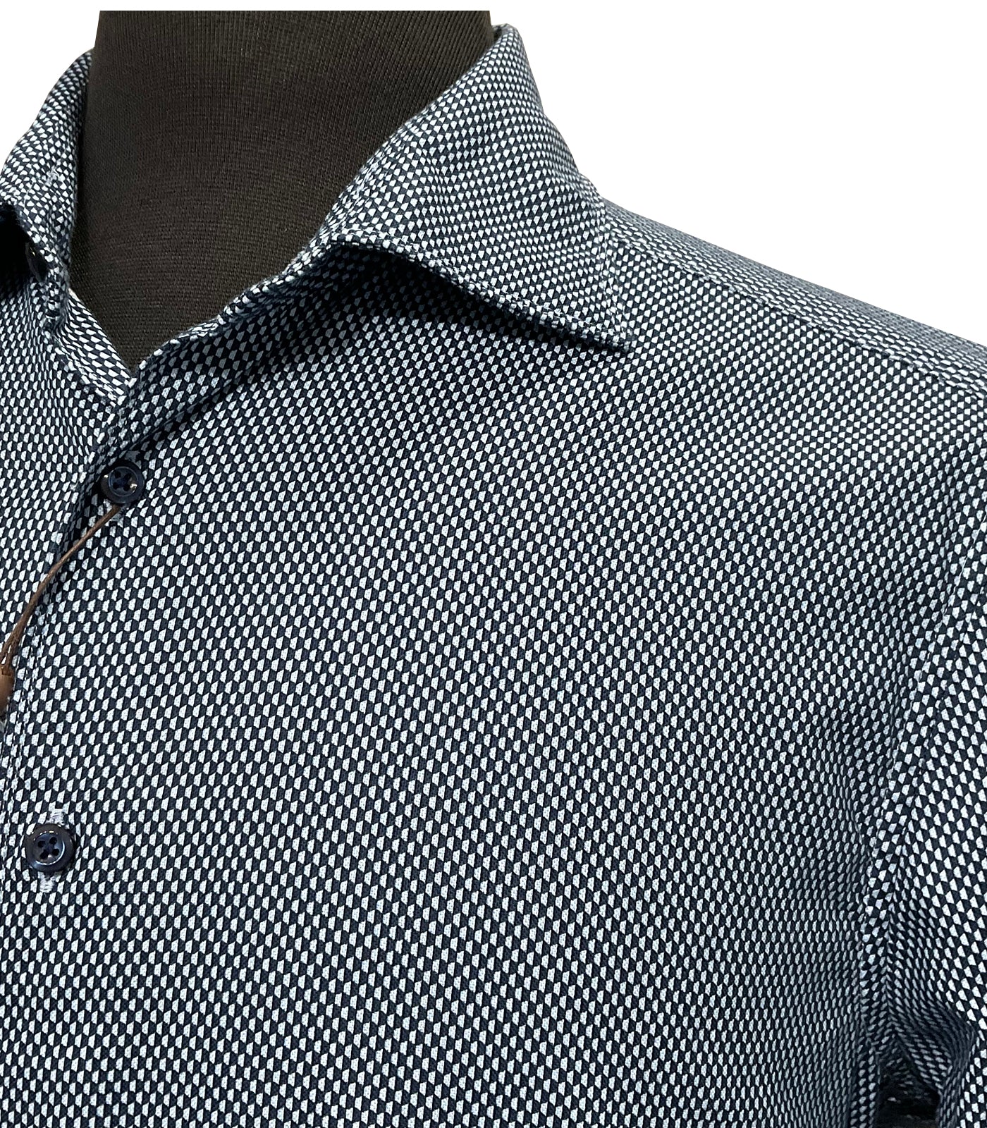 STENSTROMS - SLIMLINE Dark Blue Patterned Shirt 7747218512181