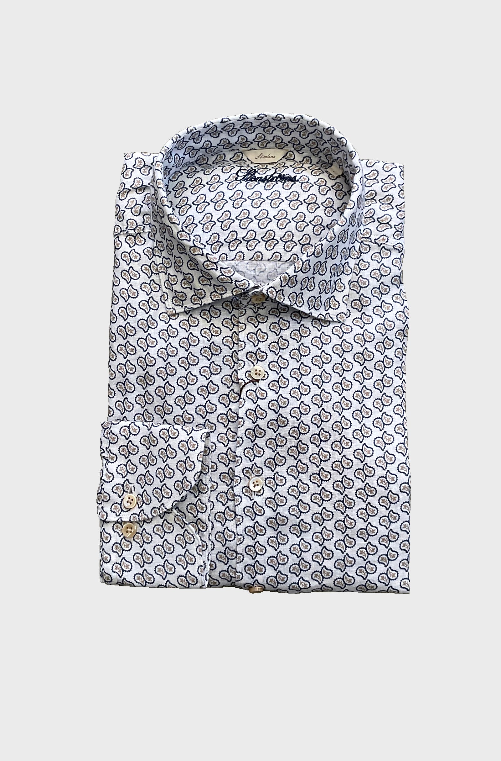 STENSTROMS - SLIMLINE Patterned Linen Shirt 7747218976001