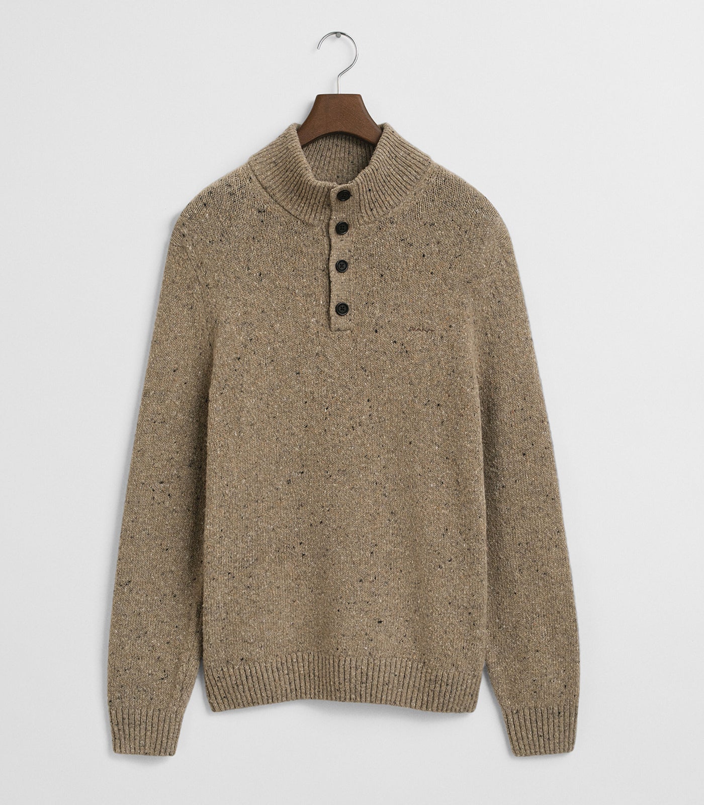 GANT - Wool Blend Nepps Half-Buttoned Sweater In Dry Sand Melange 8040232 295