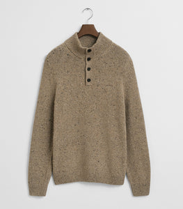 GANT - Wool Blend Nepps Half-Buttoned Sweater In Dry Sand Melange 8040232 295