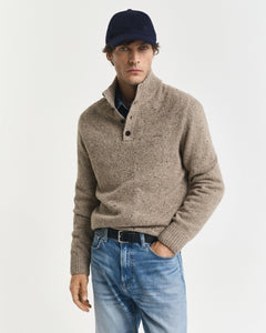 GANT - Wool Blend Nepps Half-Buttoned Sweater In Dry Sand Melange 8040232 295