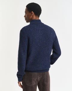 GANT - Wool Blend Nepps Half-Buttoned Sweater In Evening Blue 8040232 433