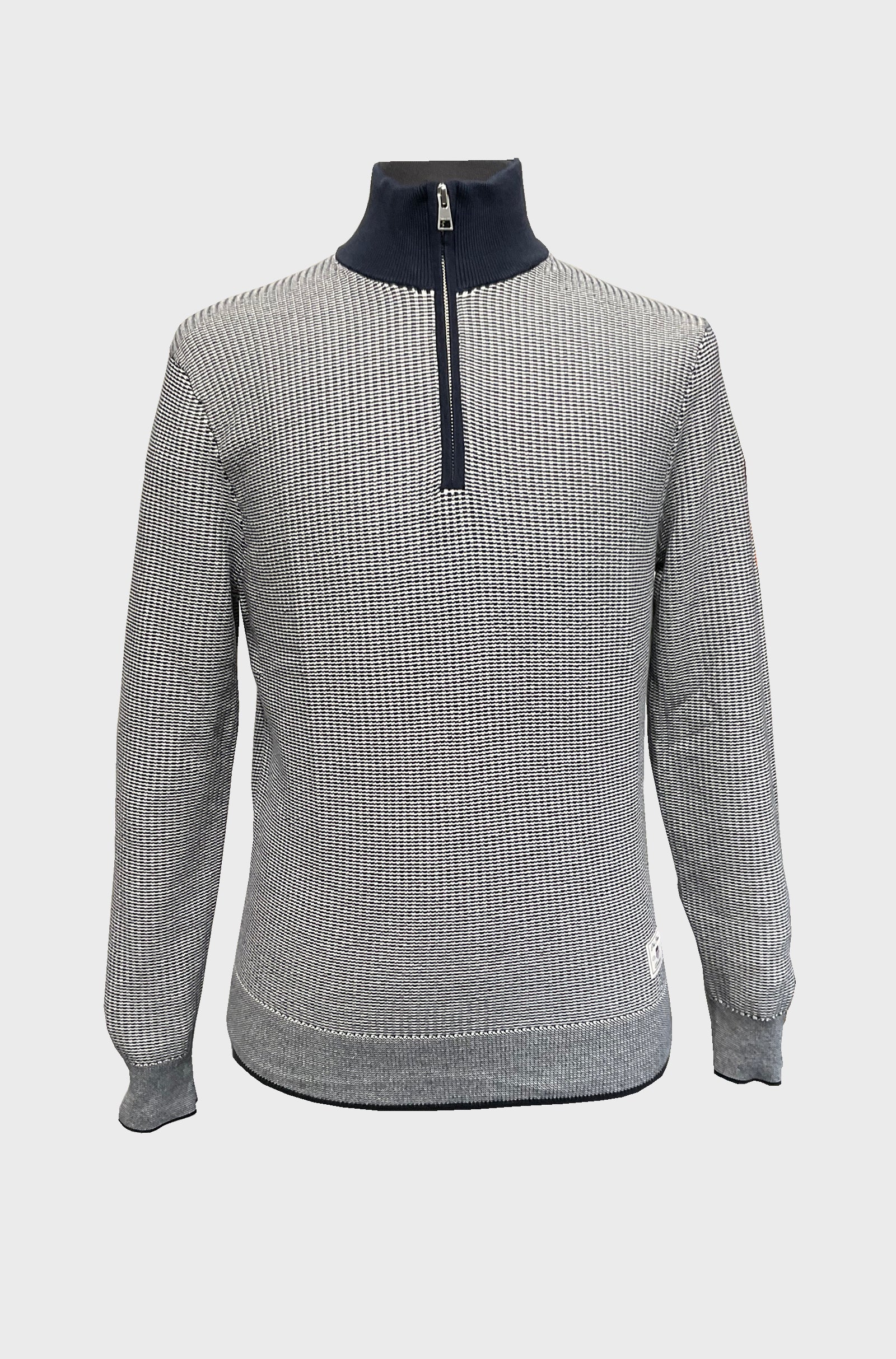 GANT - 2-Tone Textured Half Zip in Evening Blue 8050241 433