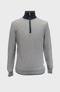 GANT - 2-Tone Textured Half Zip in Evening Blue 8050241 433