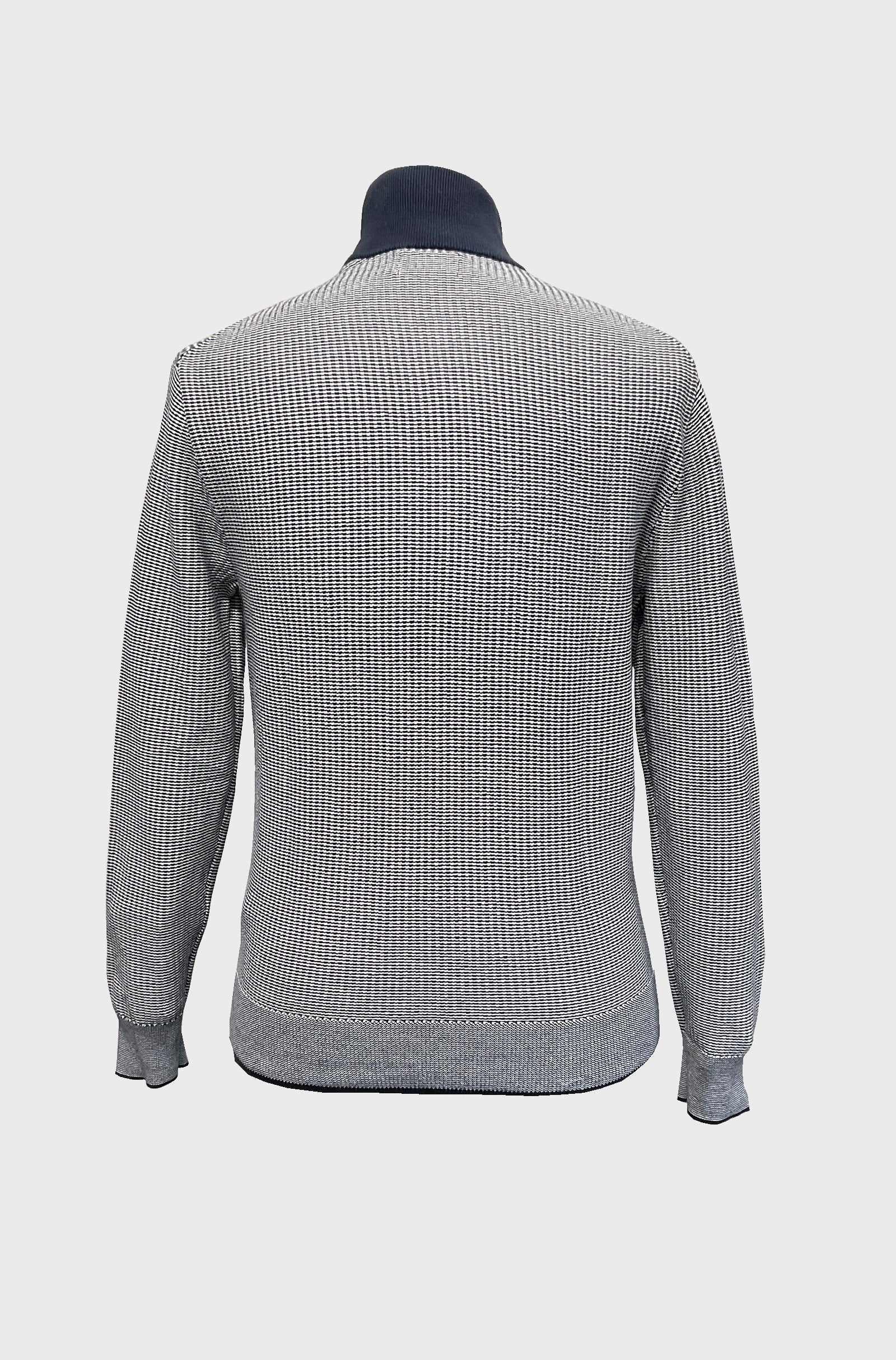 GANT - 2-Tone Textured Half Zip in Evening Blue 8050241 433