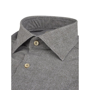 STENSTROMS - SLIMLINE Casual Grey Jersey Stretch Shirt In Grey 8407118450330