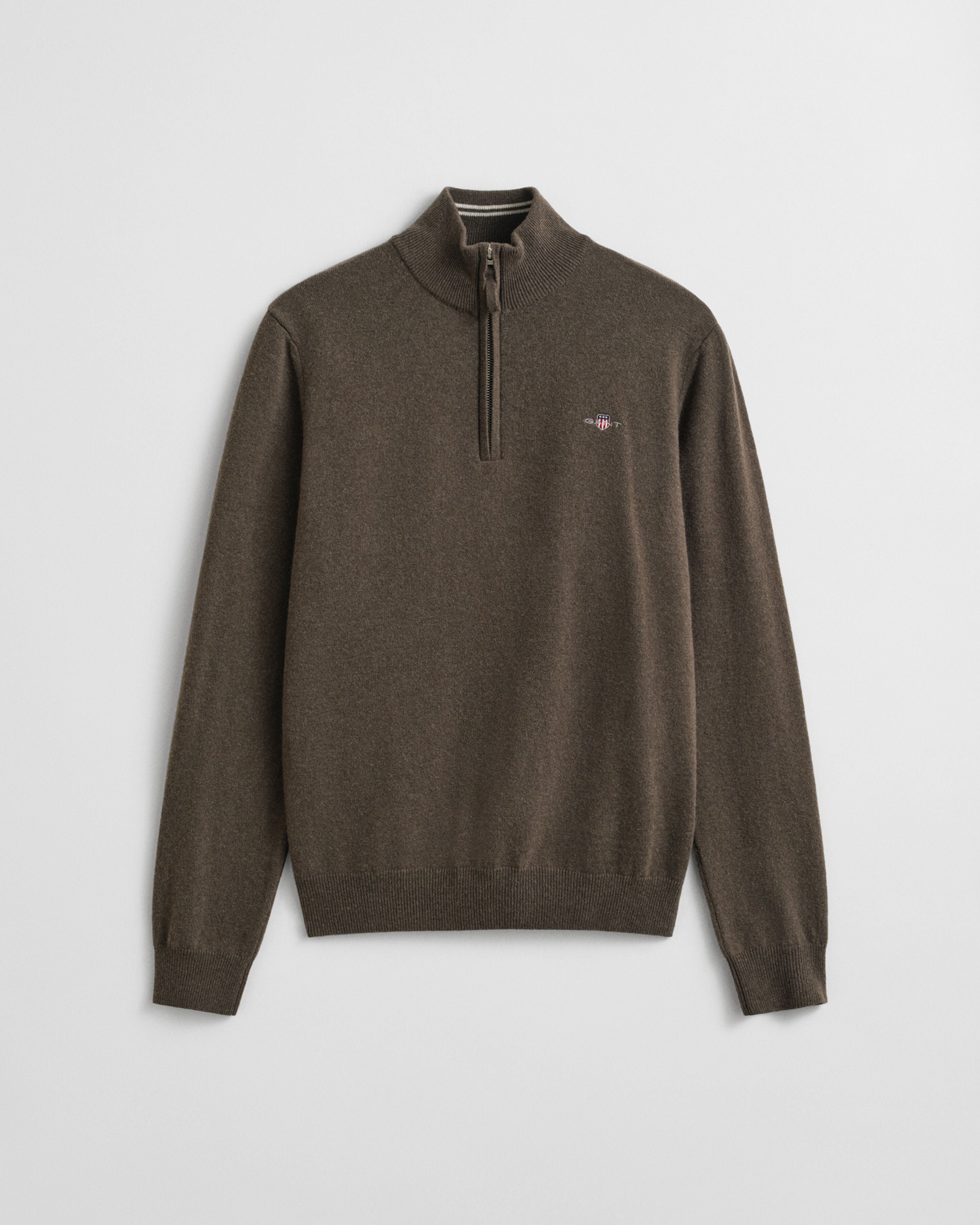 GANT - Superfine Lambswool Half-Zip Sweater in Seawood Melange Brown 87213 290