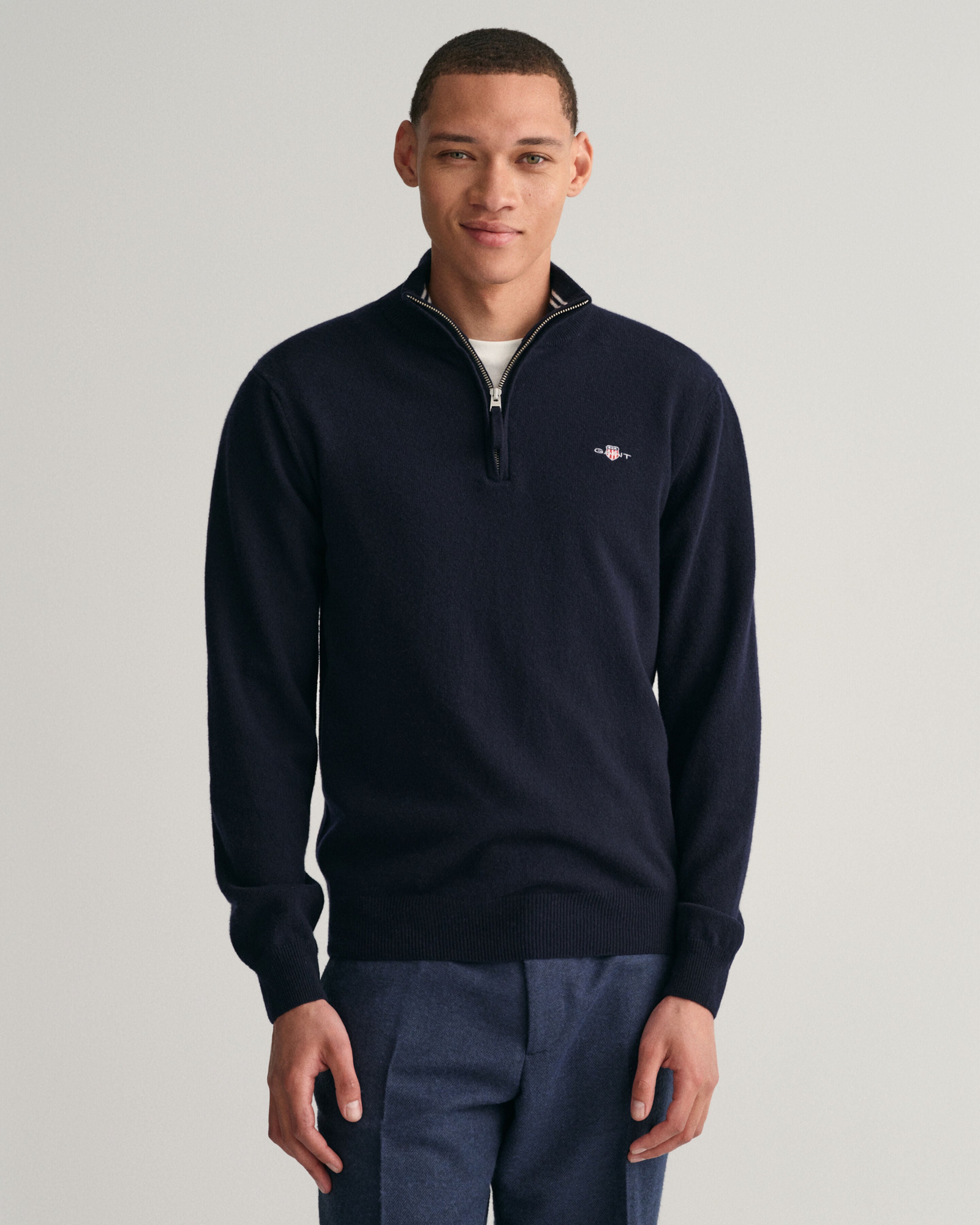 GANT - Superfine Lambswool Half-Zip Sweater in Dark Marine Blue 87213 410