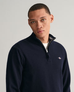 GANT - Superfine Lambswool Half-Zip Sweater in Dark Marine Blue 87213 410