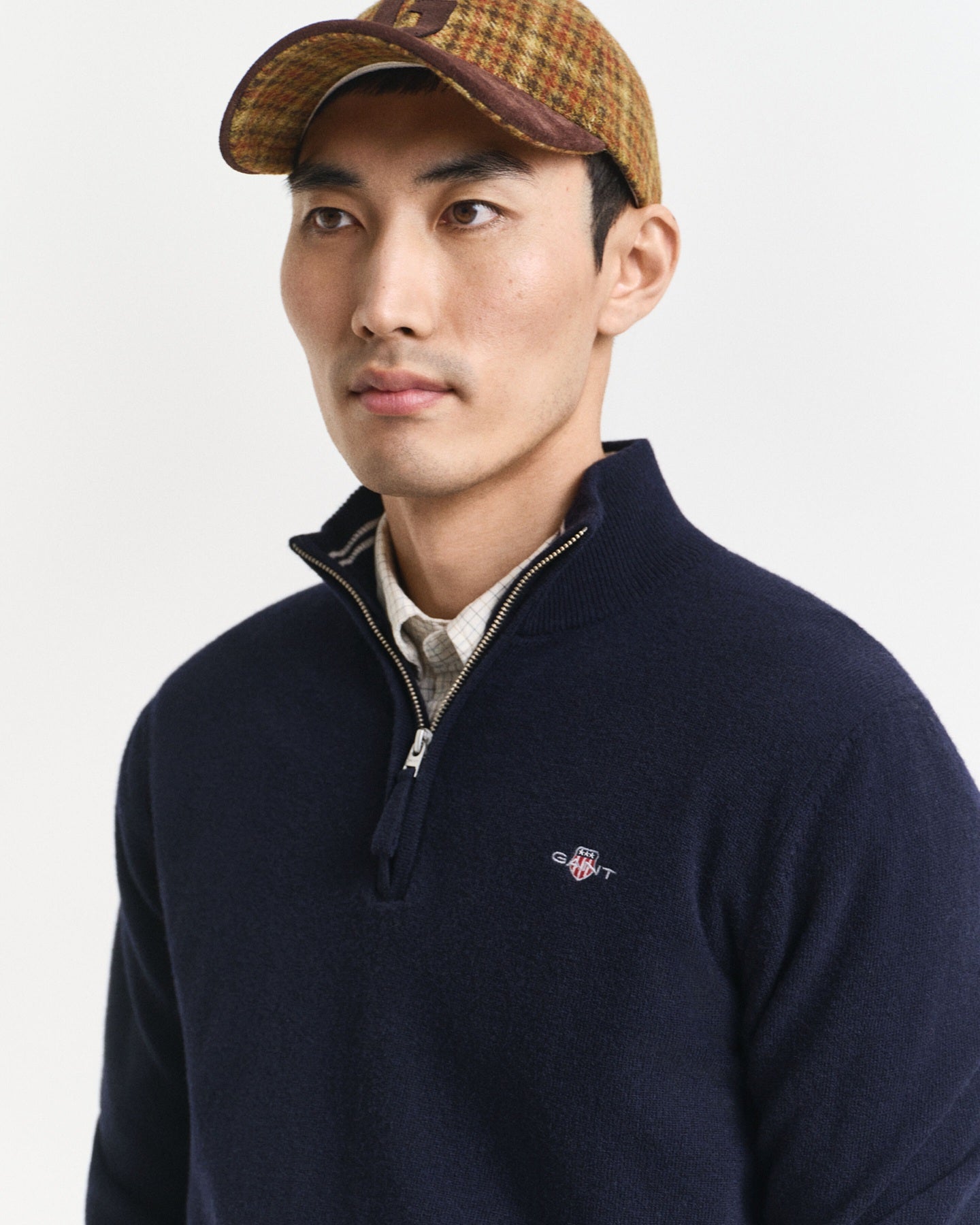 GANT - Superfine Lambswool Half-Zip Sweater in Dark Marine Blue 87213 410