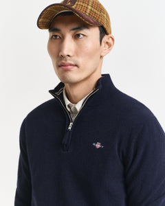 GANT - Superfine Lambswool Half-Zip Sweater in Dark Marine Blue 87213 410