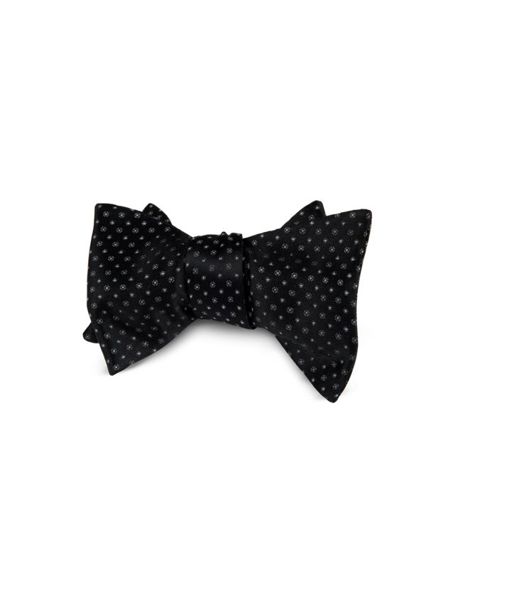 STENSTROMS - Black Patterned Silk Bow Tie, Self-Tied