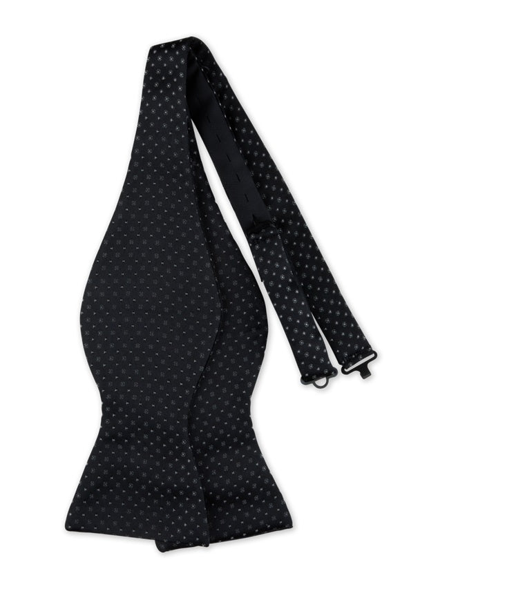 STENSTROMS - Black Patterned Silk Bow Tie, Self-Tied
