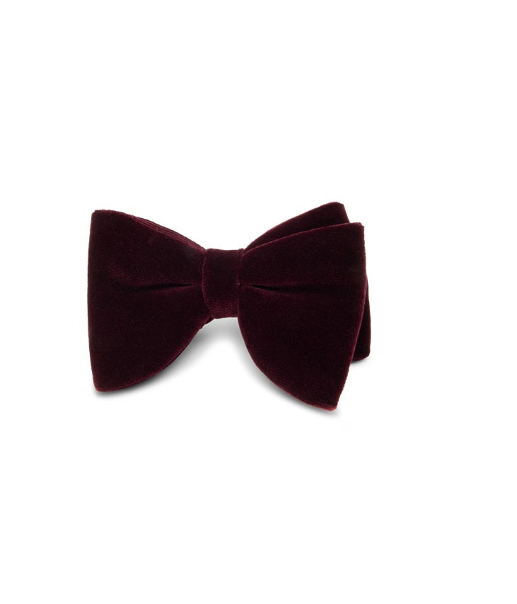 STENSTROMS - Dark Red Velvet Bow Tie, Pre-Tied