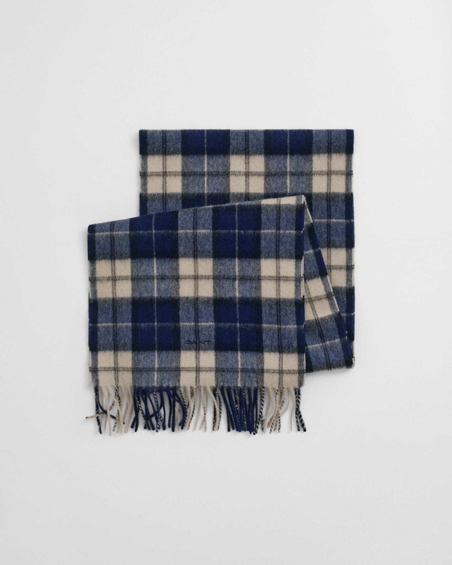 GANT - Checked Wool Scarf In Persian Blue 9920249 423
