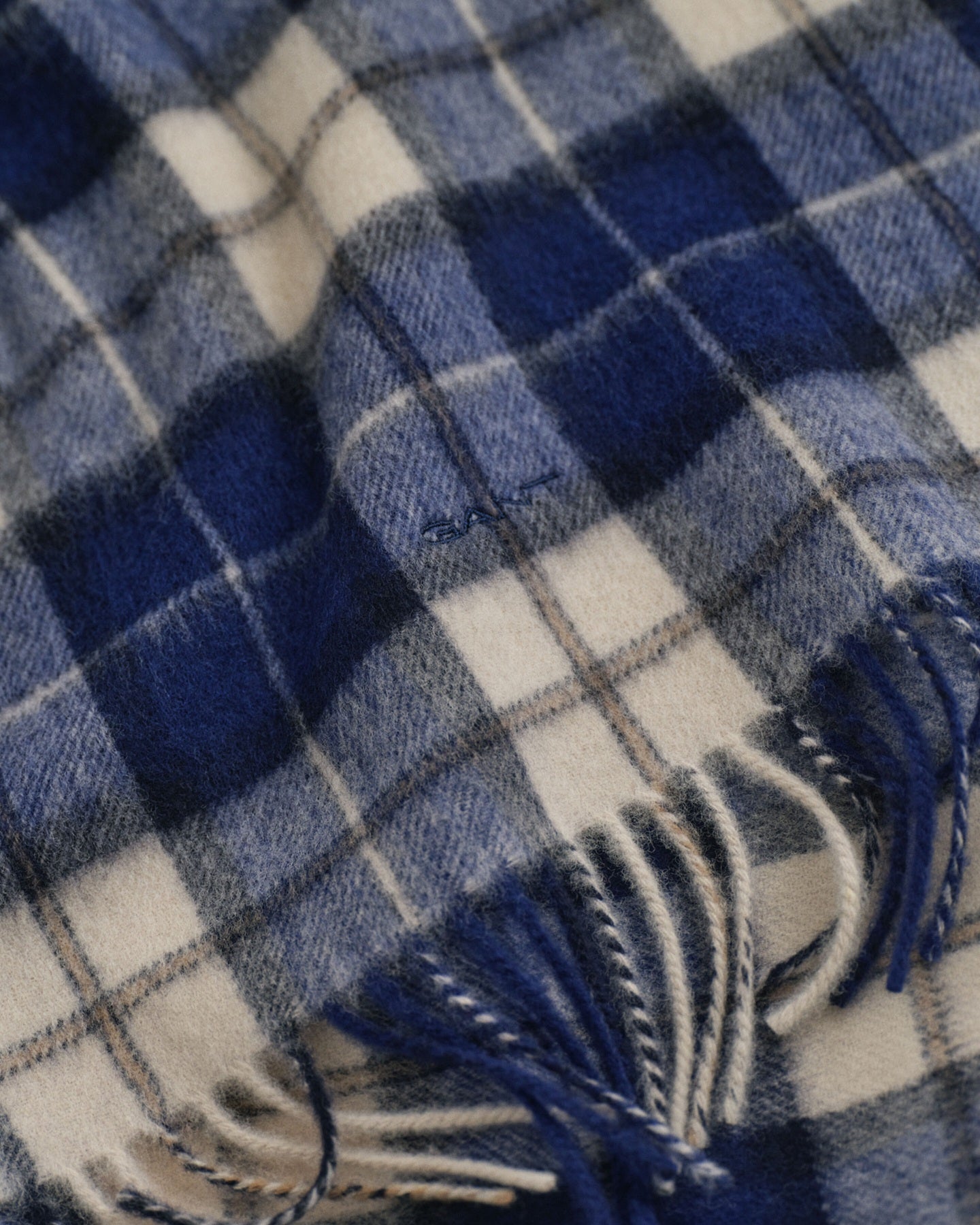GANT - Checked Wool Scarf In Persian Blue 9920249 423