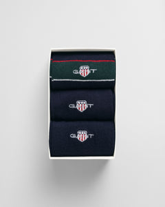 GANT - 3-Pack Shield Tie Stripe Socks Gift Box In Tartan Green 9960316 374