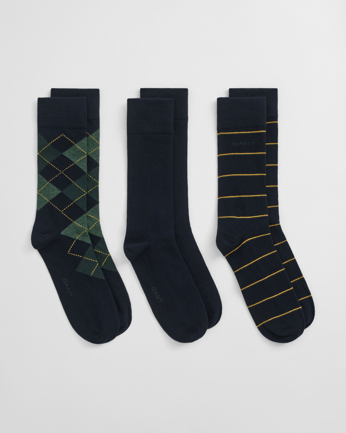 GANT - 3-Pack Argyle & Striped Socks in Marine Blue 9960334 410