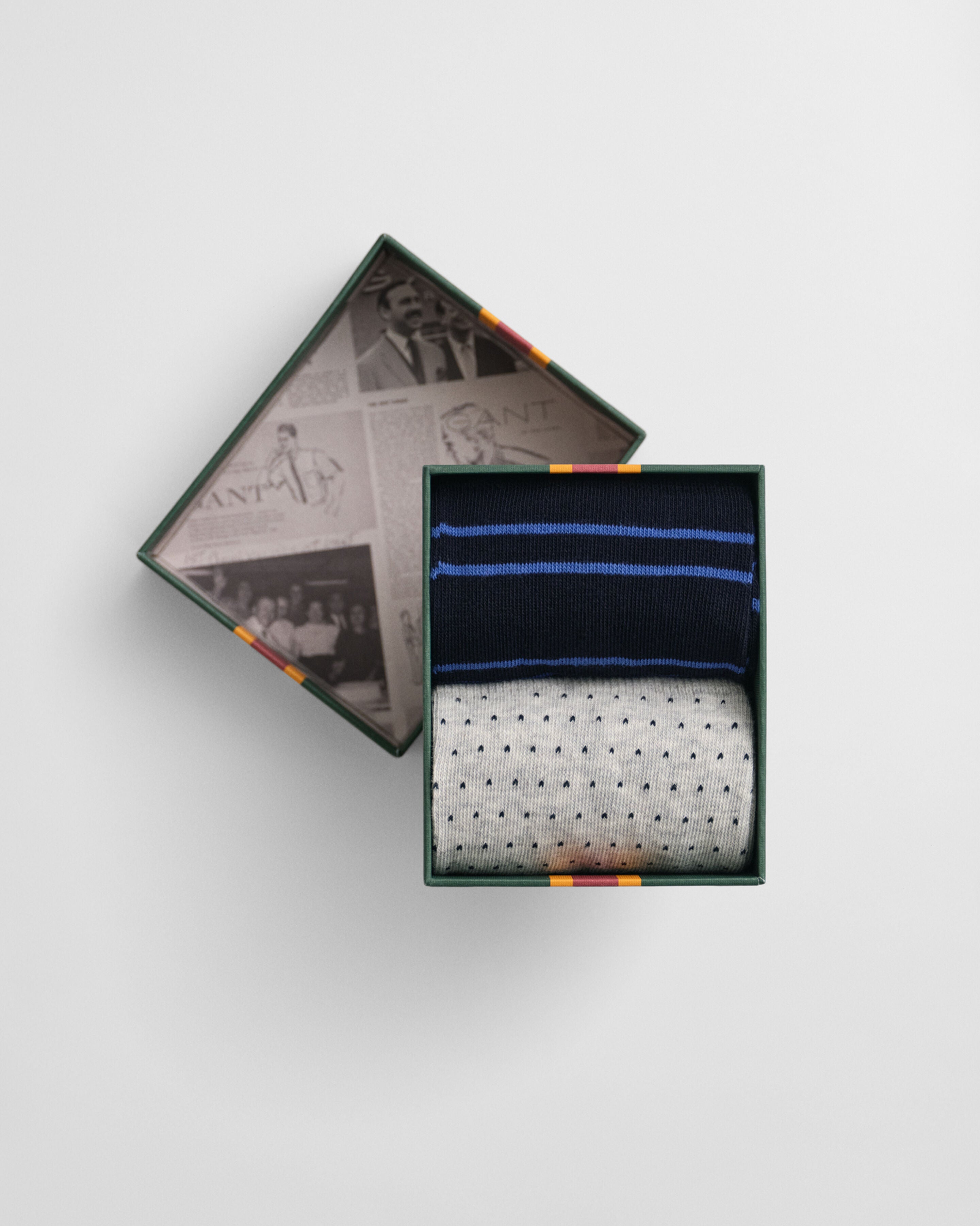 GANT - 2-Pack Stripe and Mini Dot Patterned Socks Gift Box in Marine 9960358 410