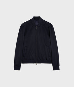 PAL ZILERI - Bomber Jacket In Navy Blue Wool & Polyester