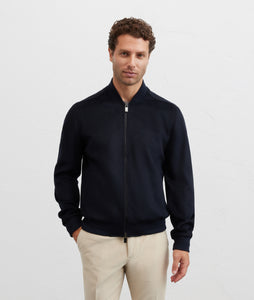 PAL ZILERI - Bomber Jacket In Navy Blue Wool & Polyester