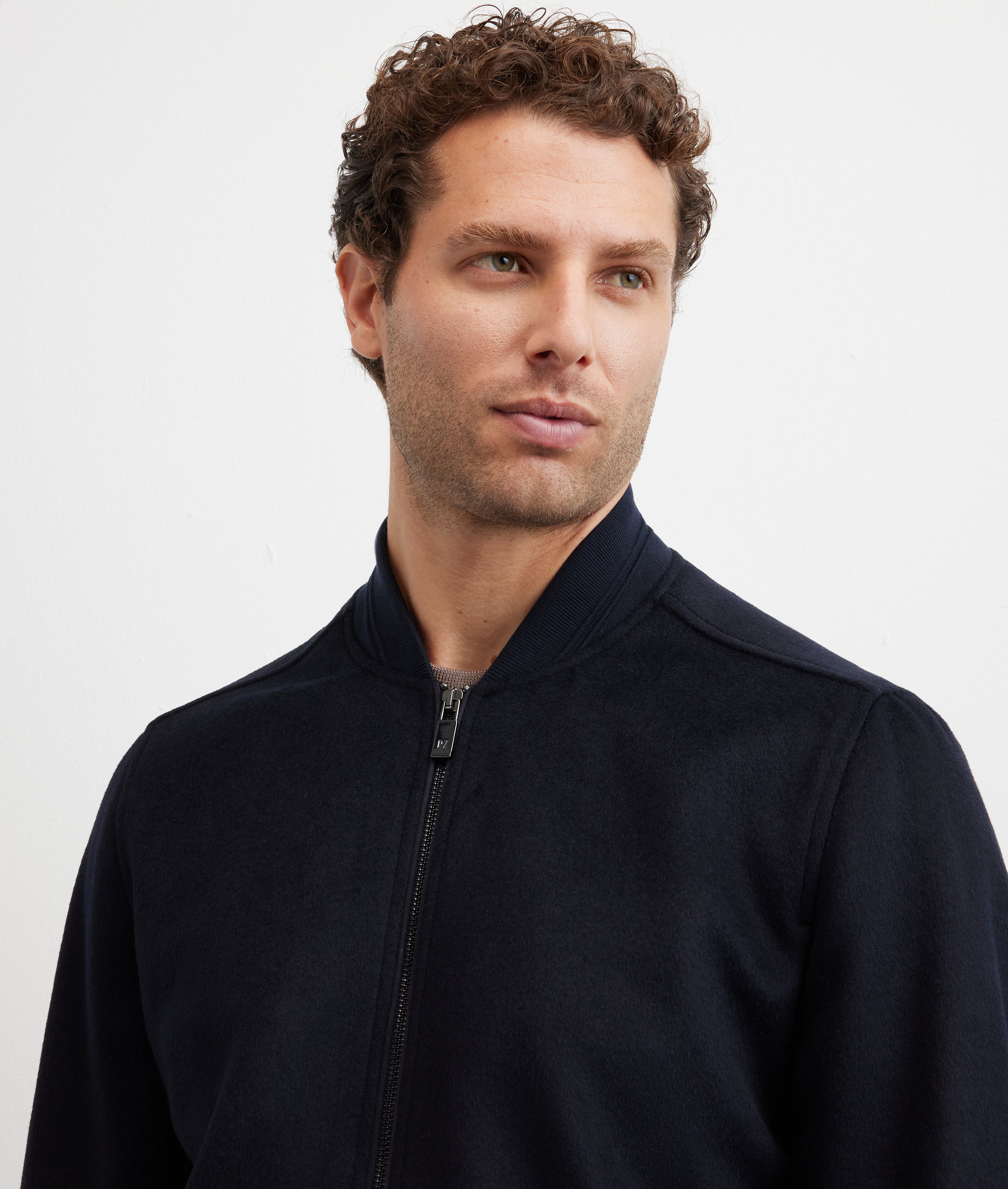PAL ZILERI - Bomber Jacket In Navy Blue Wool & Polyester