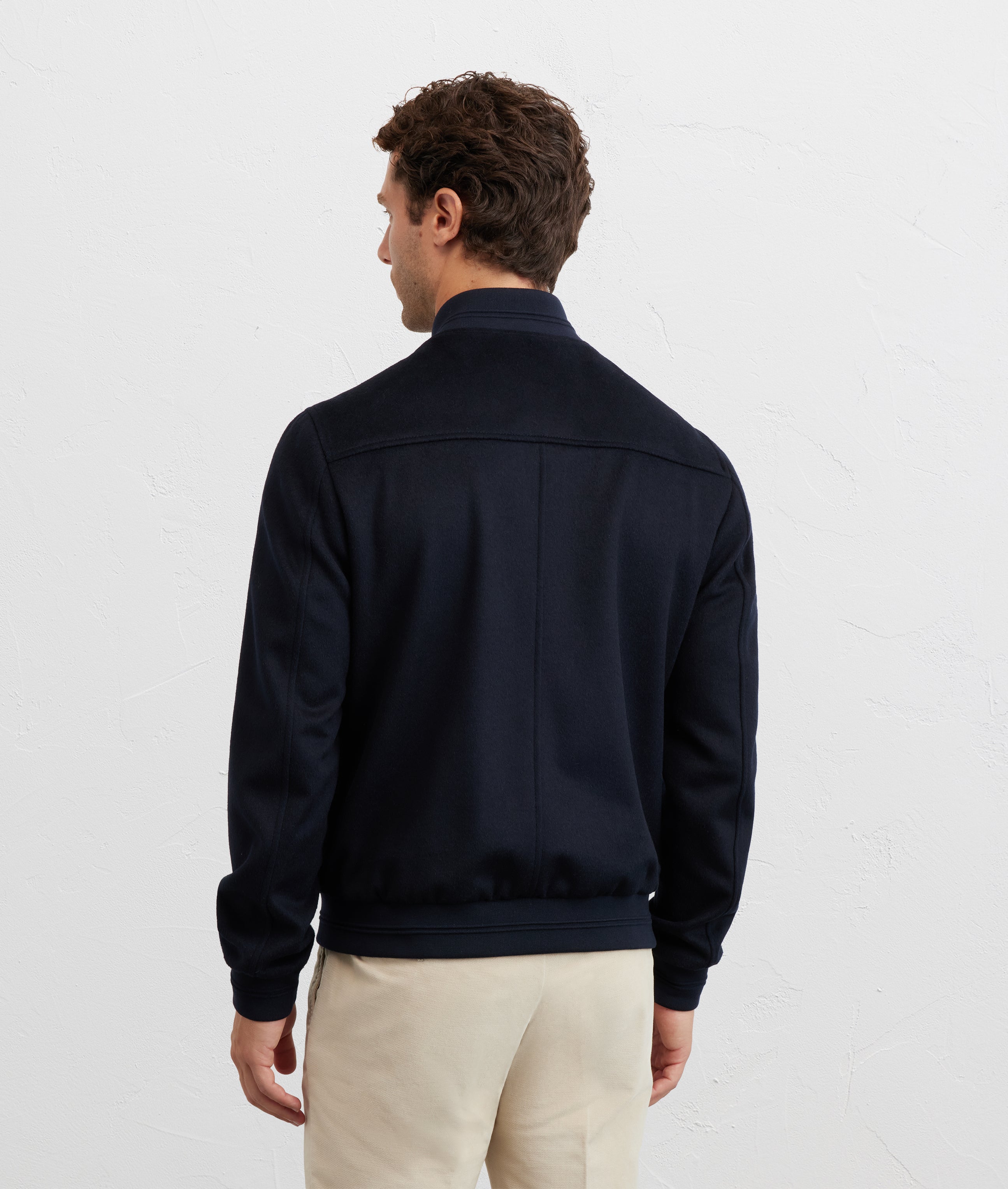 PAL ZILERI - Bomber Jacket In Navy Blue Wool & Polyester