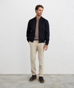 PAL ZILERI - Bomber Jacket In Navy Blue Wool & Polyester