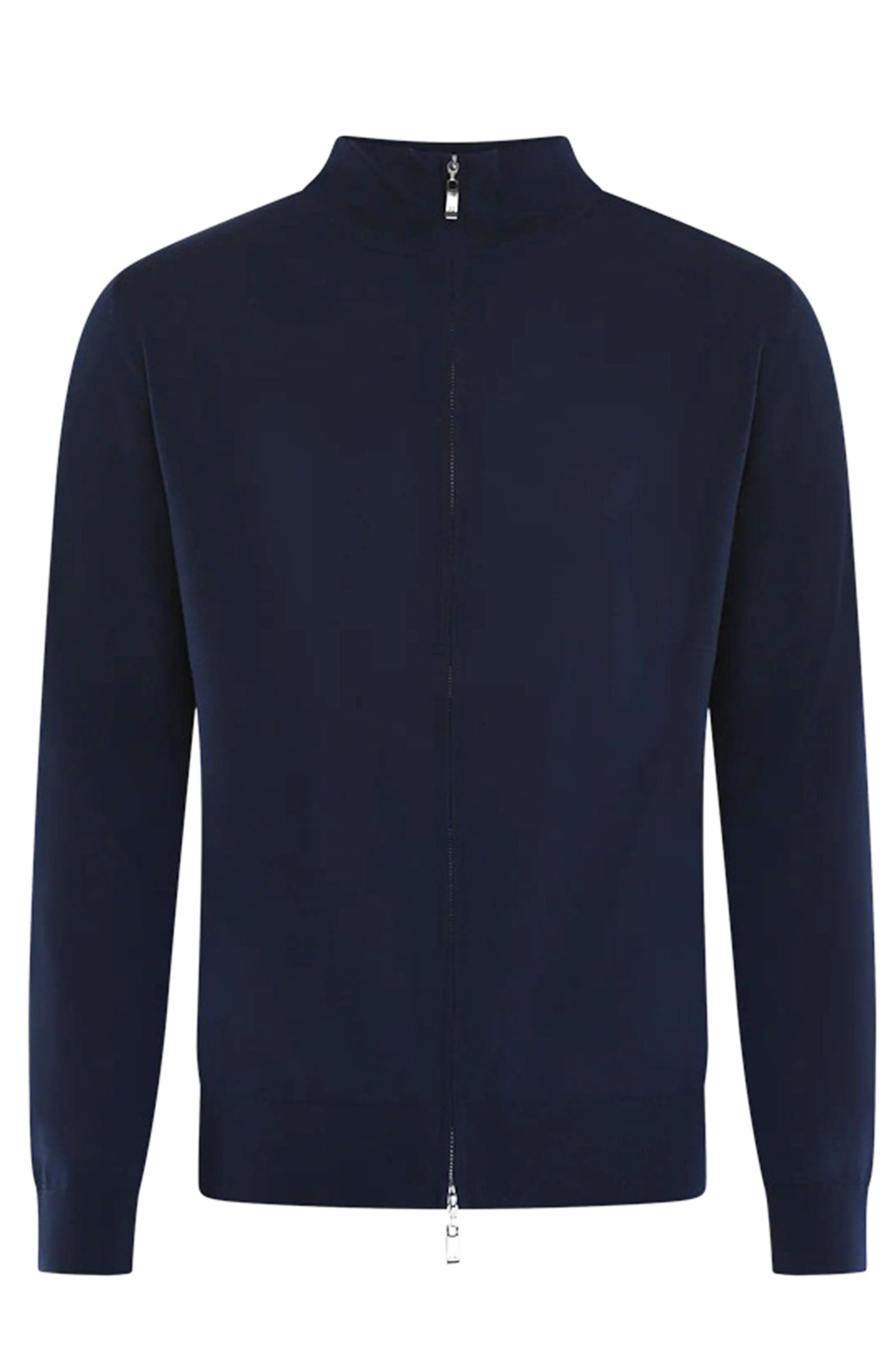 PAL ZILERI - Navy Blue Wool Full Zip Cardigan