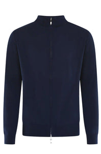 PAL ZILERI - Navy Blue Wool Full Zip Cardigan