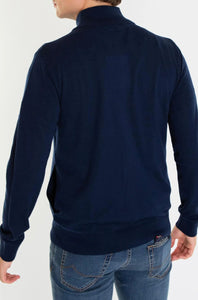 PAL ZILERI - Navy Blue Wool Full Zip Cardigan