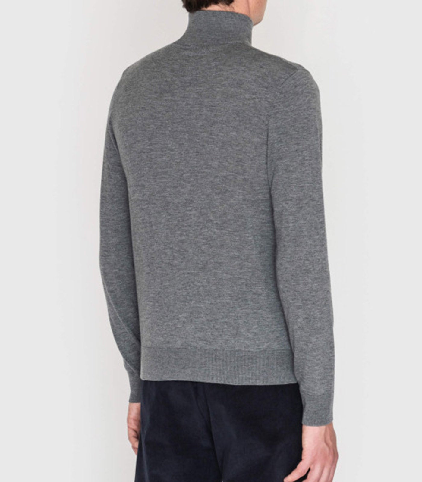 PAL ZILERI - Wool & Cashmere Grey Half Zip Jumper with Contrast Beige Collar