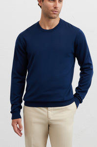 PAL ZILERI - Navy Blue Wool Crew Neck Sweater