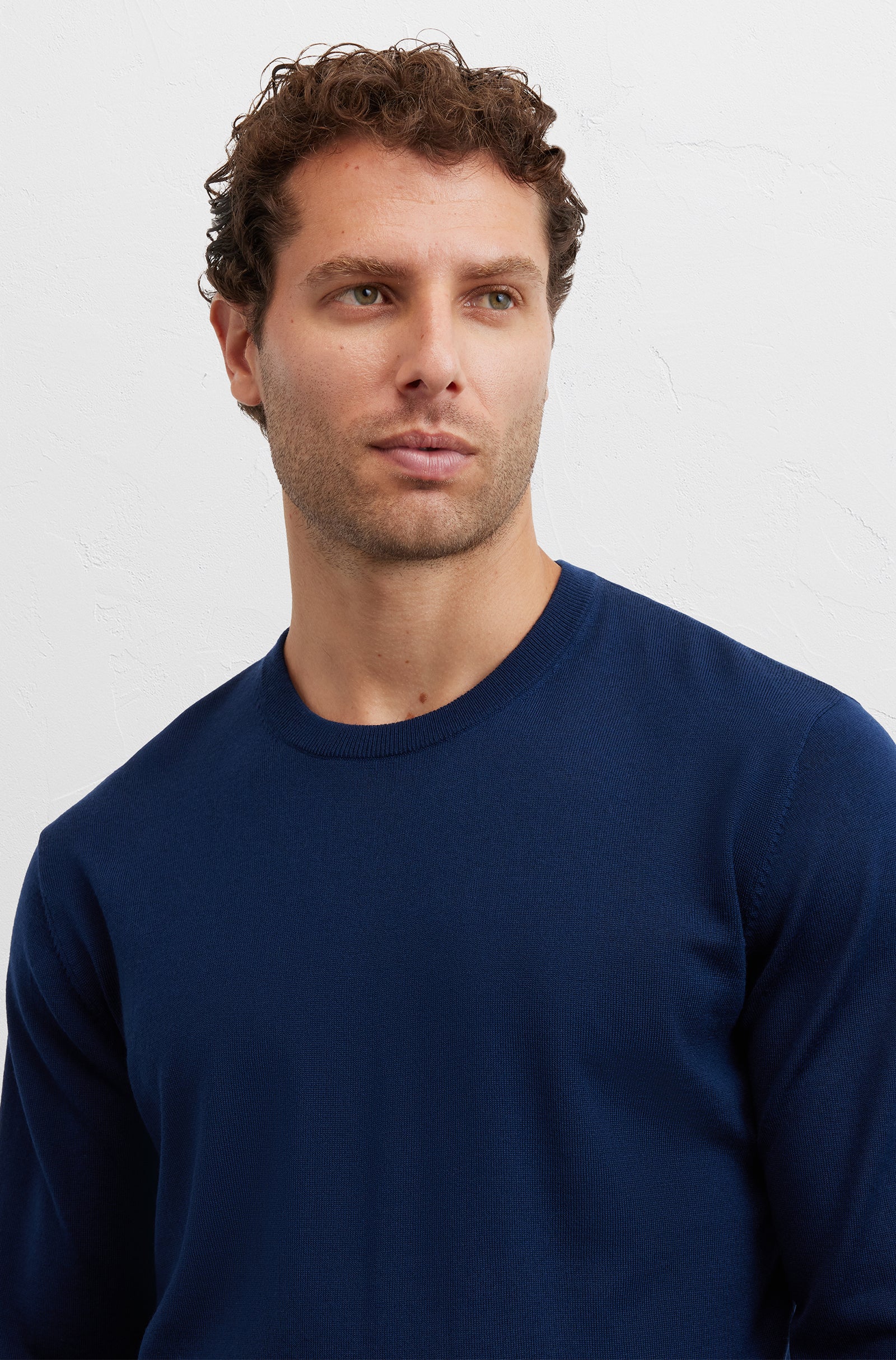 PAL ZILERI - Navy Blue Wool Crew Neck Sweater