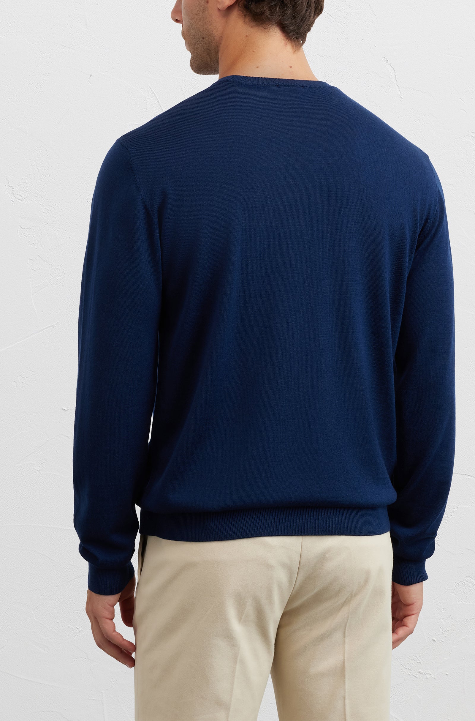 PAL ZILERI - Navy Blue Wool Crew Neck Sweater