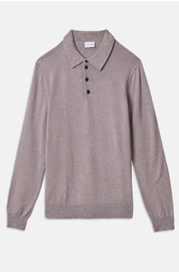 PAL ZILERI - Knitted Long Sleeve Polo in Violet