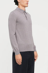 PAL ZILERI - Knitted Long Sleeve Polo in Violet