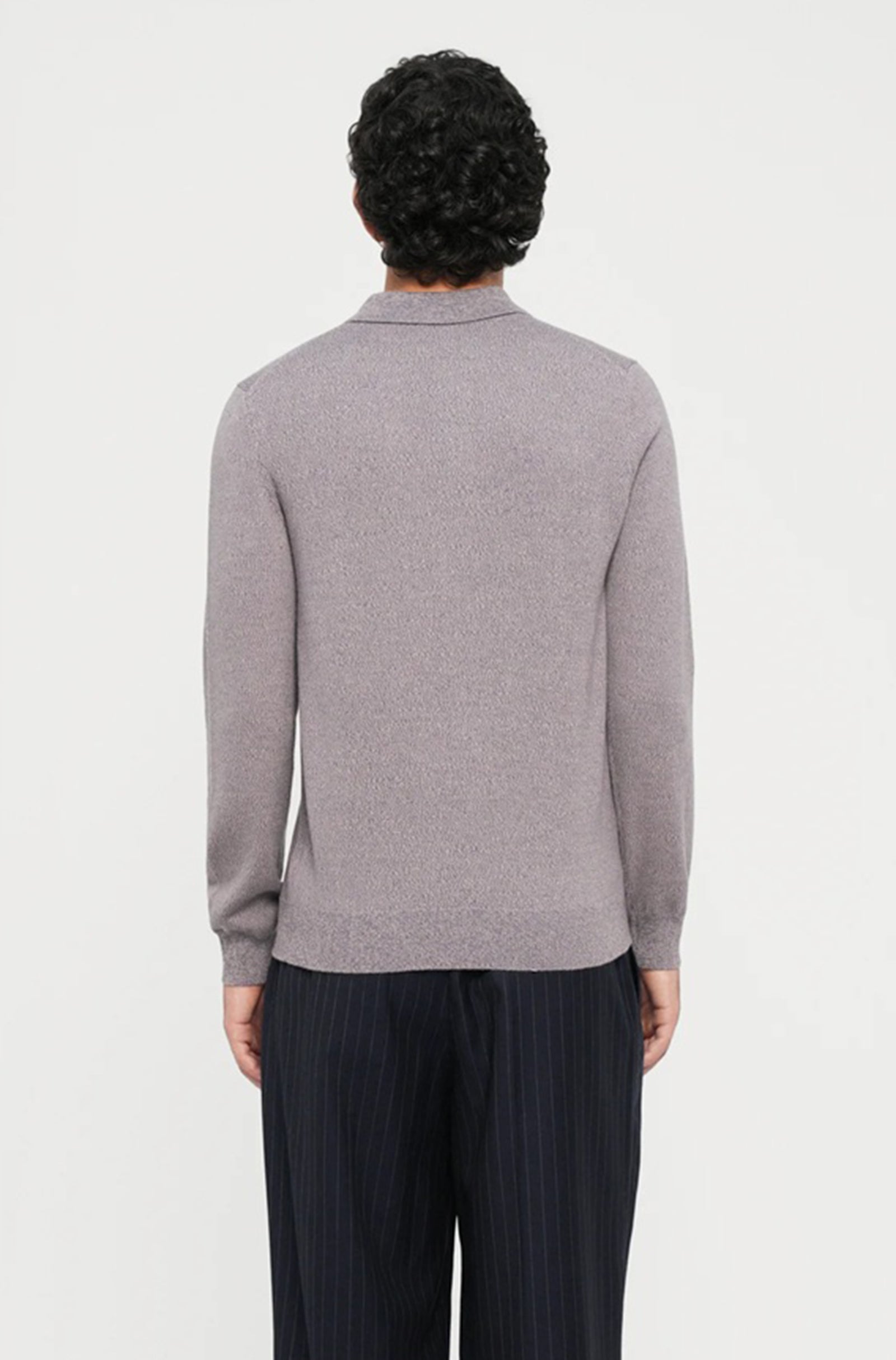 PAL ZILERI - Knitted Long Sleeve Polo in Violet